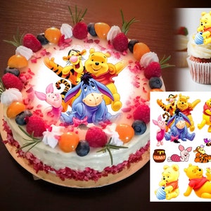 Voorgesneden Gedrukt eetbaar papier foto foto cake topper glutenvrij lactosevrij Winnie de Poeh en deze vrienden cartoon Kinderverjaardag