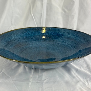 Large blue ceramic bowl, fruit bowl, pasta bowl, salad bowl