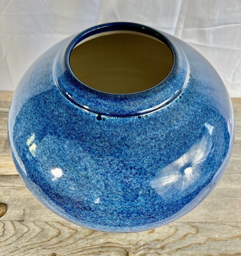 Large Blue Ceramic Vase, Flower Vase, Moon Jar Etsy