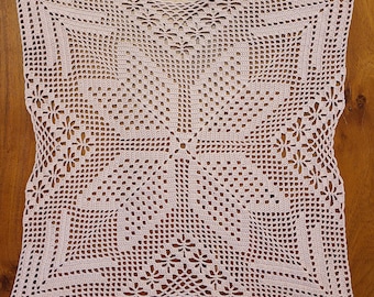 14" Handmade Crocheted Cotton Doily: Light Pink Table Centerpiece