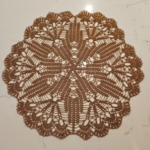 16 inch Doily / Handmade crocheted circle cotton doily, approx. 16 inch (41 cm) in diameter, gold color / table centerpiece / home decor