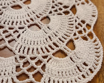 48" Handmade Crocheted Cotton Tablecloth: White Square Doily