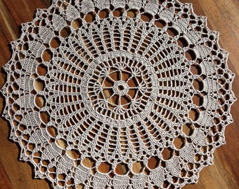 Lotus Pink Crochet Doily, Round Cotton Lace Mandala, Handmade Vintage Style Table Topper, Intricate Fiber Art Home Decor, 12 Inch Doily