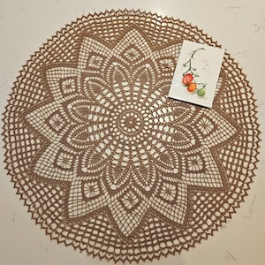 23 inch Doily / Handmade crocheted circle cotton doily, approx. 23 inch (60 cm) in diameter, golden color / table centerpiece / home decor
