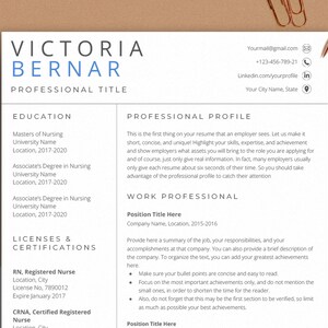 New Nursing Resume, Nurse Resume, grad school resume template, 1 Page and 2 Page, 3 Page resume Template and Cover Letter