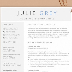 Registered Nurse Resume Template, Nurse Resume, RN Resume Template, Medical Resume Template for Google Docs and Microsoft Word