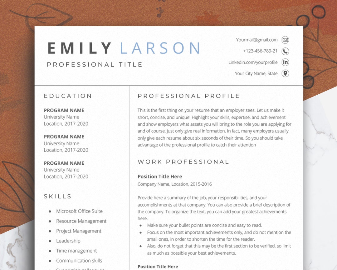 Modern Resume Template: Professional Design for Word & Google Docs ...