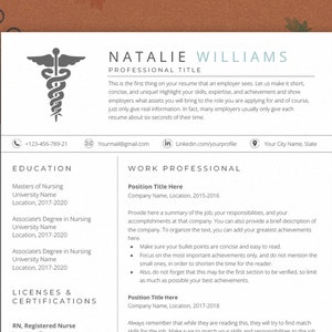 Nurse Resume Template, Online Edit, Resume Template, Nursing Student Resume, Nursing Resume, Registered Nurse, Google Docs, Word
