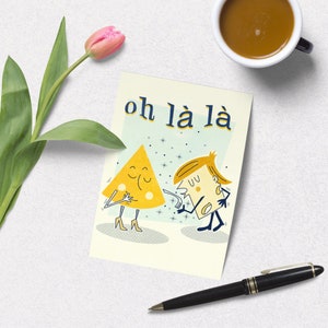 Postal artístico A6 com motivo “Oh là là” em estilo de meados do século