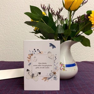 Carte de deuil A6 « Floral », pliée, avec enveloppe