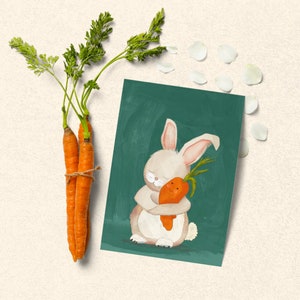 Carte postale A6 avec un adorable motif de lapin.