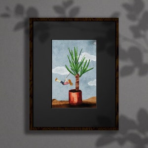 Poster A4 ou carte d'art A6, motif "Balançoire en palmier