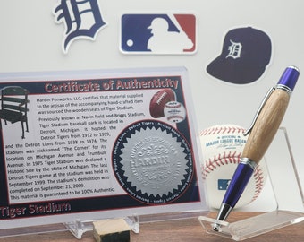 Tiger Stadium Seat Wood Pen: Handcrafted Detroit Tigers Gift