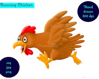 Pollo de dibujos animados muy lindo. imágenes prediseñadas de dibujos animados. Imágenes prediseñadas de animales de granja. jpg, png, svg pollo, pollo de imagen digital