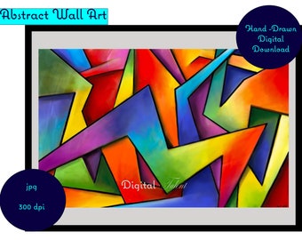 Very Colourful and Large Abstract Art Print for Digital Download