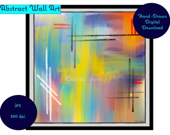 Very Colourful and Large Abstract Art Print for Digital Download