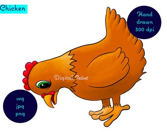 Pollo de dibujos animados muy lindo. clipart de dibujos animados. Clipart de animales de granja. pollo svg, pollo de imagen digital