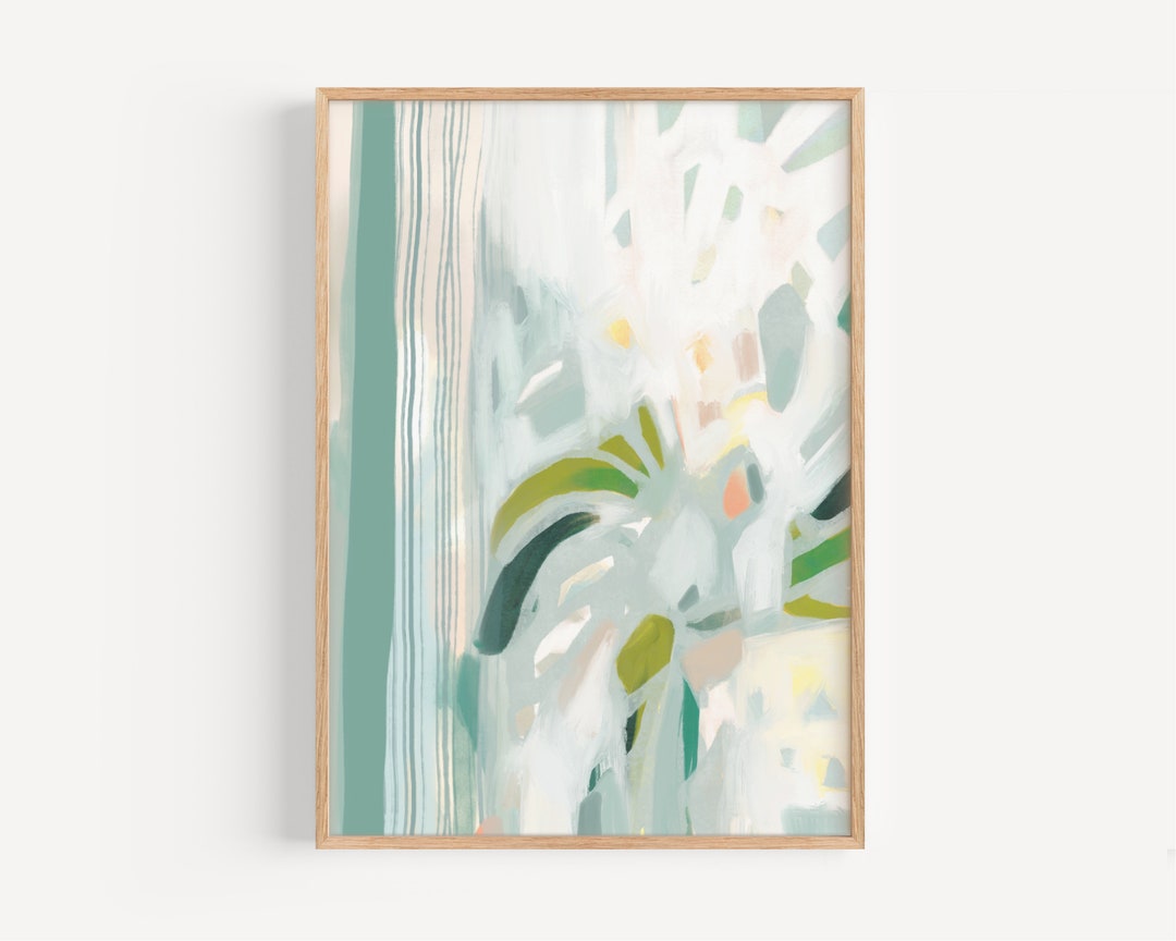 Blue and Green Botanical Abstract Print, Modern Floral Painting ...