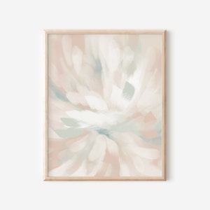 Pastell Pink und Salbei Grün Abstrakt Florals Printable Wall Art | Moderne zeitgenössische große Malerei | Femininer Kunstdruck JPG Download