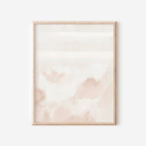 Blush Pink Modern Abstract Printable Wall Art | Zen Brush Stroke Watercolor Painting | Fine Art Contemporary Minimal Print | Neutral Décor