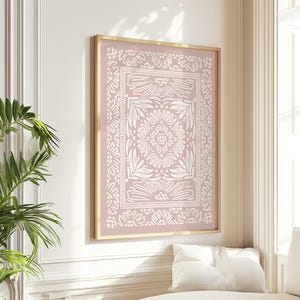 Französisch Mauve Pink Floral Linie Zeichnung | Große Boho Blumenmalerei | Vintages abstraktes Aquarell | Modernes Landhaus Wohnkultur 18x24 Kunstdruck