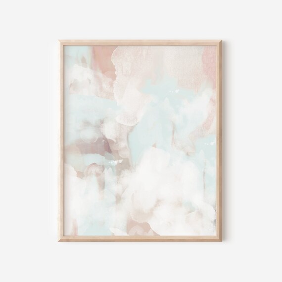 Pastel Abstract Watercolor Printable Wall Art Colorful Blue Etsy