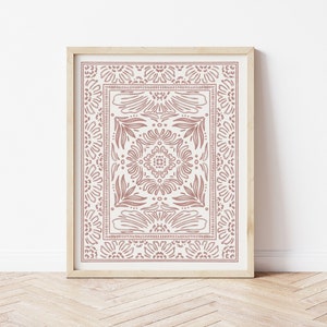 Digital Antique Line Drawing | Rust Red | Boho Living Room | Bedroom Hallway Art Print | Watercolor Florals | 8x10 16x20 11x14 | Summer Fall