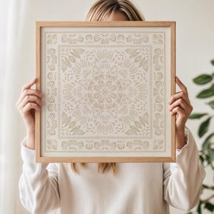 Digital Neutral Watercolor Line Drawing | Minimal Beige Wall Art | French Country Room Decor | Boho Floral Pattern | Downloadable Art Print