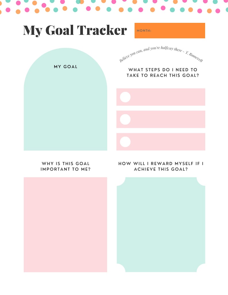 Printable Goal Planner and Tracker, Goals Daily Planner Desk Pad, Goal Setter Planner, Planner