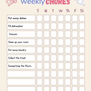 Printable Weekly Chore Planner, Chore Printable, Kids Chore List ...