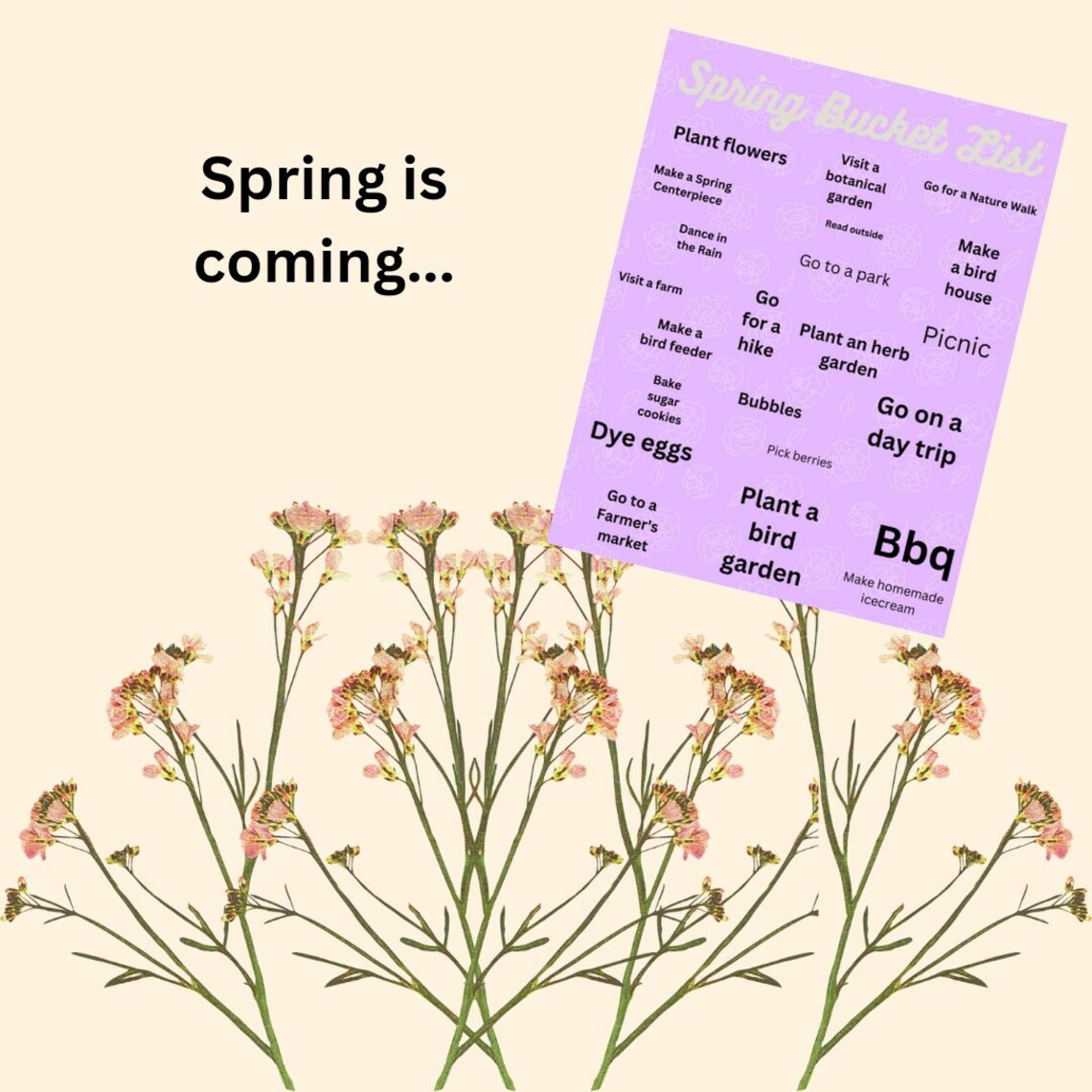 Spring Bucket List Printable, Spring Adventure Printable, Spring Ideas ...