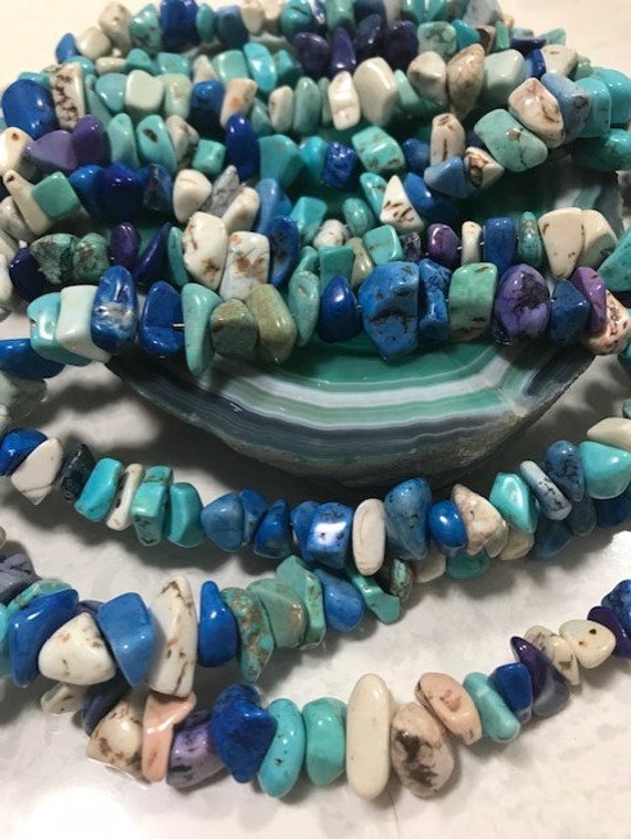Layered 5 Strand Turquoise, Lapis, Natural Stone … - image 10