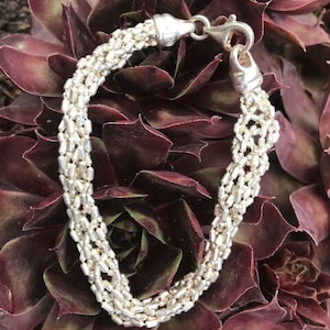 Vintage Milor Braided Sterling Silver Beaded Bracelet 925