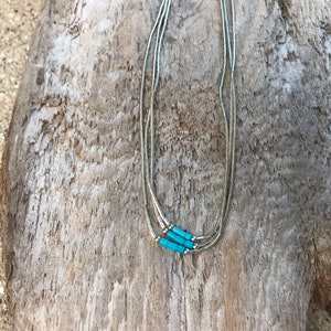 Collana vintage in argento liquido e turchese da 15 pollici