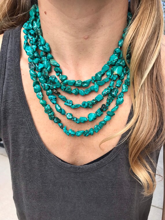 Vintage MultiStrand Turquoise Necklace Gem