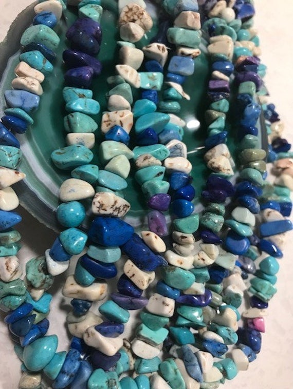 Layered 5 Strand Turquoise, Lapis, Natural Stone … - image 5
