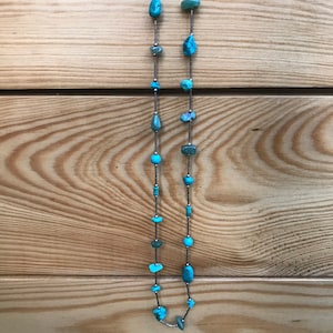 Vintage Sterling Silver Turquoise Jade and Semi-Precious Gemstone Mixed Bead Necklace
