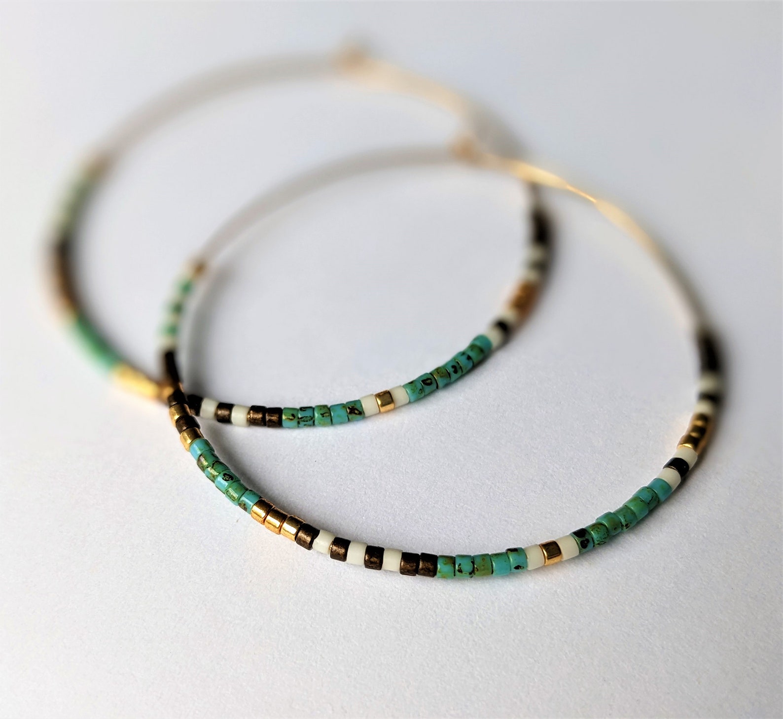 14K Gold Filled Miyuki Glass Bead Hoop Earrings Assorted Etsy