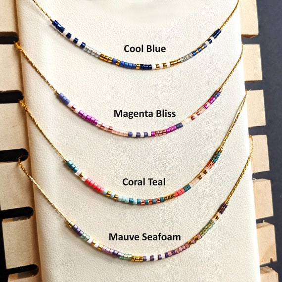 Multi colour Seed Bead choker Name Necklace | Felt