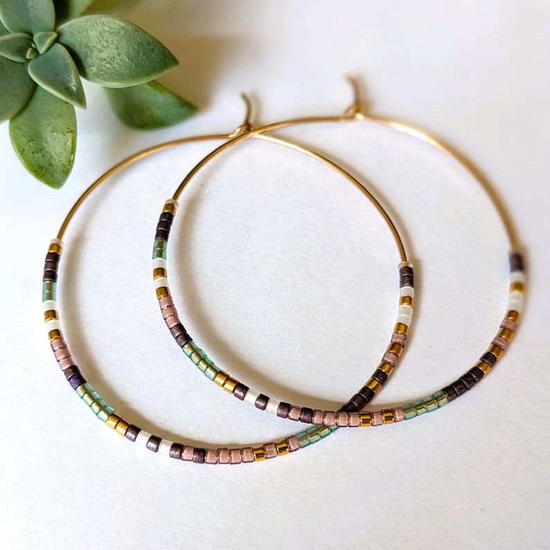 14K Gold Filled Miyuki Glass Bead Hoop Earrings Assorted Etsy