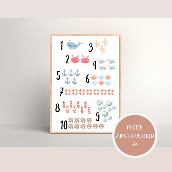 Kinderposter zum Ausdrucken Zahlen und Mengen Zählen für - Etsy.de