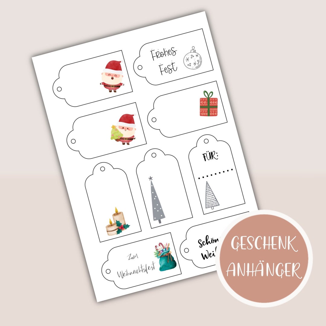 Geschenkanhänger Vorlage zum Ausdrucken DIY Etsy.de