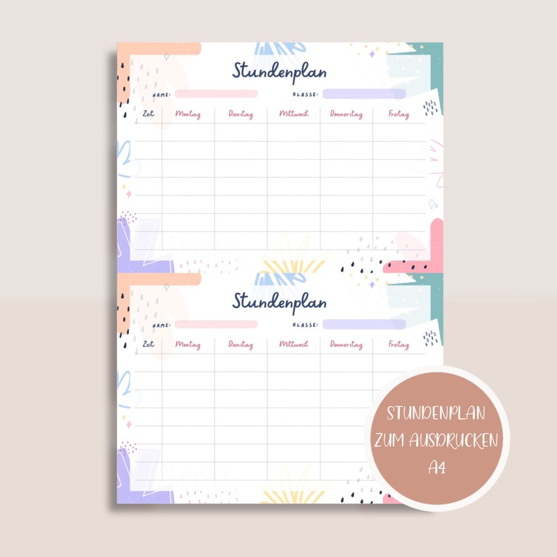 Stundenplan Zum Ausdrucken A4 Und A5 Liste Planer - Etsy Australia