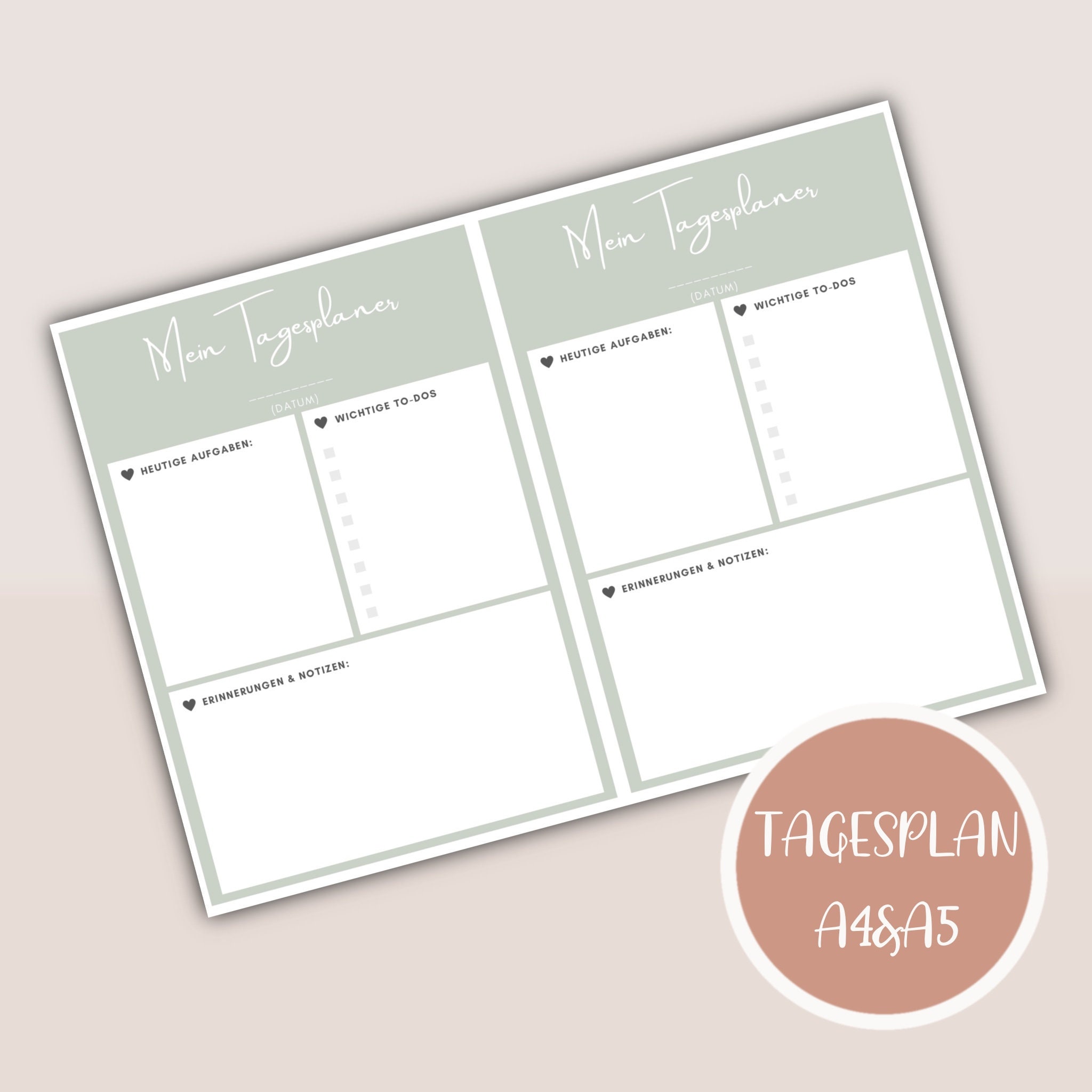 Tagesplan PDF Vorlage Plan Format A4 Und A5 Zum - Etsy Australia