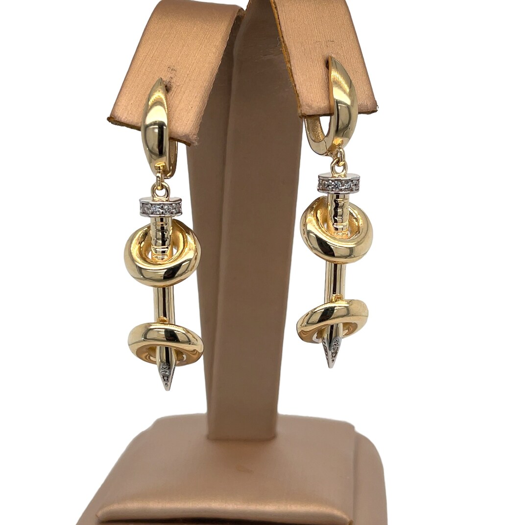 14K Gold Wire Nail Wrapped Cubic Zirconia Screw Earrings Etsy Australia