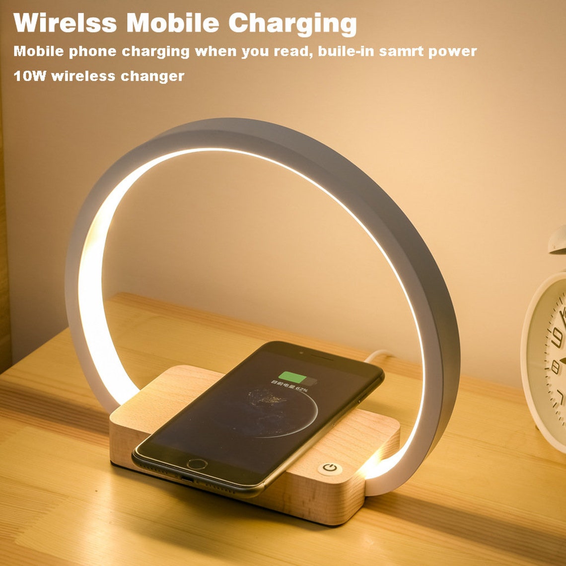 Bedside Lamp Wireless Charger LED Desk Lamp With Touch Control Etsy