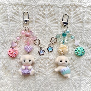 Glückspilz Tier Flora Kaninchen Zwillinge Schlüsselanhänger | sylvanian Babys | süße kawaii Tiere | Halloween-Kostüm | Handyanhänger | Taschenanhänger | Kinderzimmer