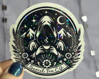 Suriel Tea Co B&W ACOTAR Holographic Sticker SJM Lover Sparkly decal ACOTAR laptop kindle laptop sticker A Court of Thorns and Roses Decal