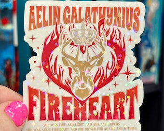 Aelin Galathynius Fireheart Throne of Glass Holographic Sticker Aelin Tog water bottle decal TOG laptop sticker SJM Decal Kindle Sticker
