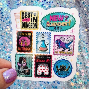 Dungeon Crawler Carl Stamp Sticker, DCC Princess Donut Mongo Bookish Sticker, LitRPG Reader Gift, Rainbow Reflective Decal